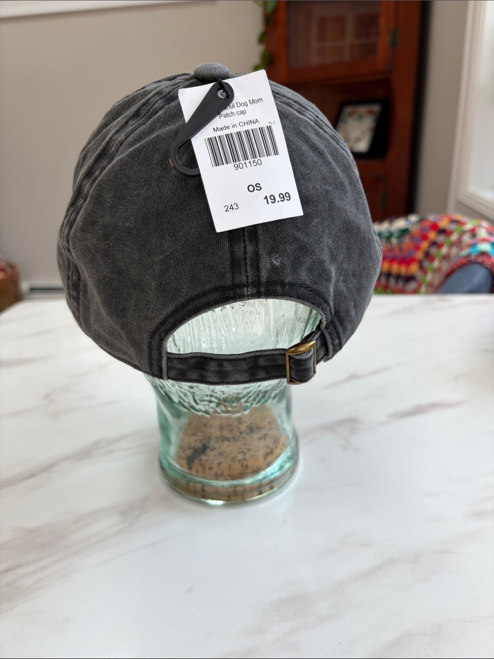 Dog Mom Embroidered Cap - Charcoal Gray with Multicolor Applique - Picture 3 of 4